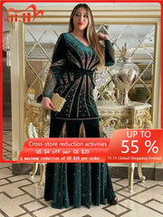 Traditional African Velvet Evening Dresses for Women Dashiki Diamond Kaftan Party Long Dress Abaya Dubai Ankara Robe Femme Africa Clothes - Fashionner