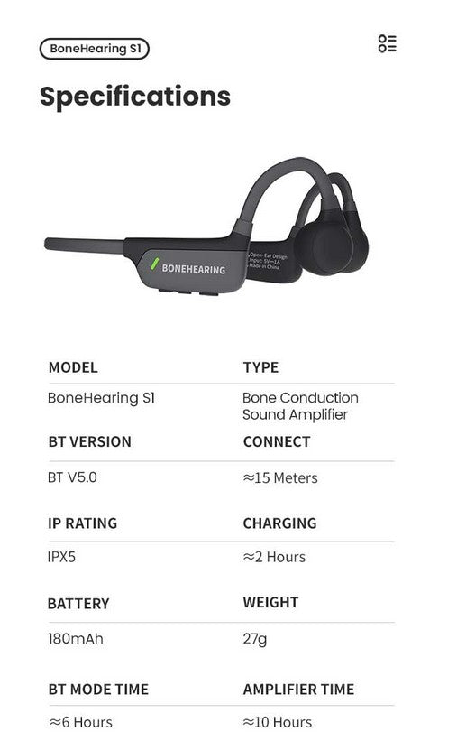 Bone Conduction Hearing Aid Noise Cancellation Design Bluetooth Wireless IPX5 Waterproof Headphones Designed the Elderly - Fashionner