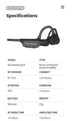 Bone Conduction Hearing Aid Noise Cancellation Design Bluetooth Wireless IPX5 Waterproof Headphones Designed the Elderly - Fashionner