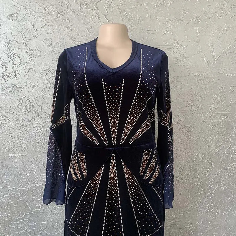 Traditional African Velvet Evening Dresses for Women Dashiki Diamond Kaftan Party Long Dress Abaya Dubai Ankara Robe Femme Africa Clothes - Fashionner