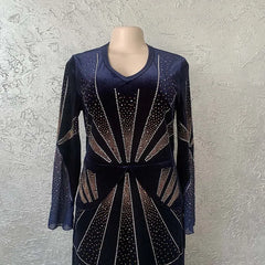Traditional African Velvet Evening Dresses for Women Dashiki Diamond Kaftan Party Long Dress Abaya Dubai Ankara Robe Femme Africa Clothes - Fashionner