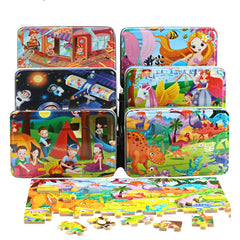 kids 60pcs 3D Wooden Jigsaw Puzzles with Cartoon Snow White/Cinderella/Princess/Helicopter/Hot Air Balloon Picture Puzzles for Kids - Fashionner