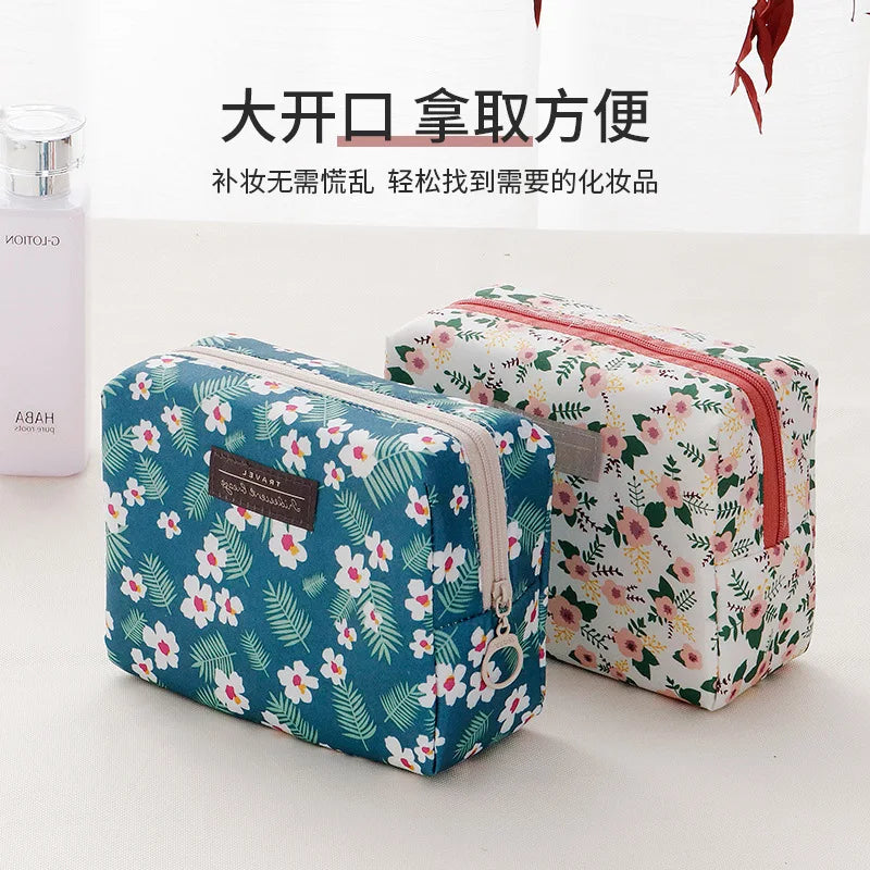New Cosmetic Storage Bag Cute Mini Portable Carry-on Girls Toiletry Storage Bag Travel Beauty Organizer Flower Purse Makeup Bags - Fashionner