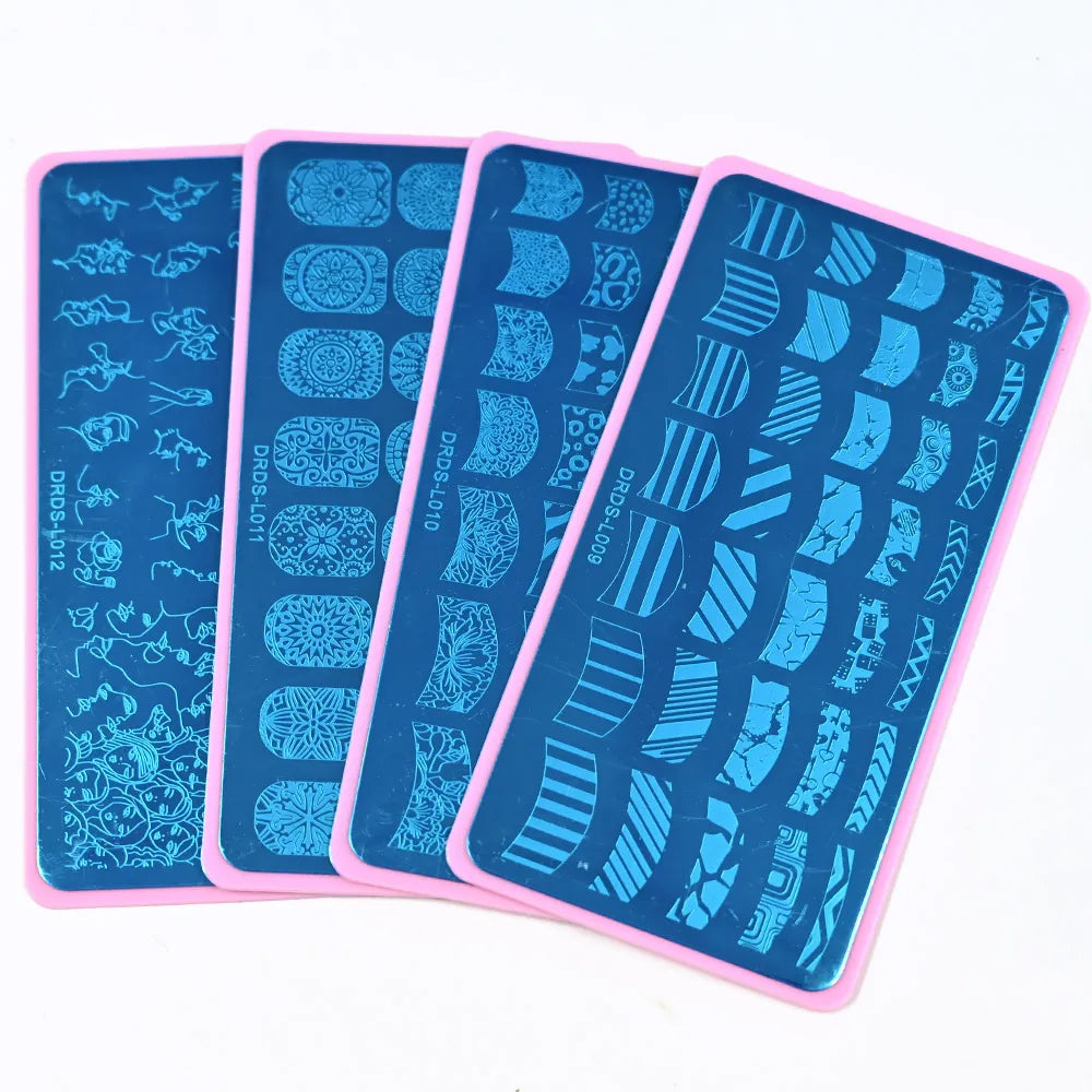 Stainless Steel 6X12cm Nail Art Stamping Plate Lace Geometric Pattern Butterfly Flower Nail Art Template Nail DIY Print Stencils - Fashionner