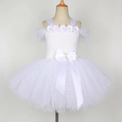 Girls White Angel Costumes for Girls Christmas Halloween Dress for Kids Flower Fairy Tutu Outfit with Wings Set Girl Clothes - Fashionner