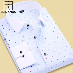 2017 Spring Arrival Men Floral Shirts Fashion Long Sleeve Individuality Business Casual Korean Man Dot Printed Dress Shirts - Fashionner