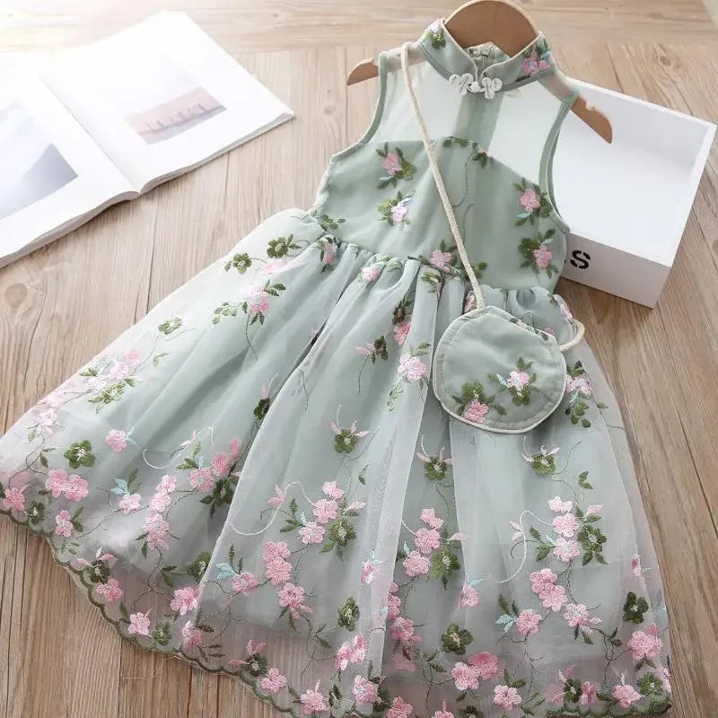 Western MODX Girls Dress Summer Children's Kids Princess Western Style Floral Mesh Exquisite Embroidery Pattern Dress 2 To 12 Years Old - Fashionner