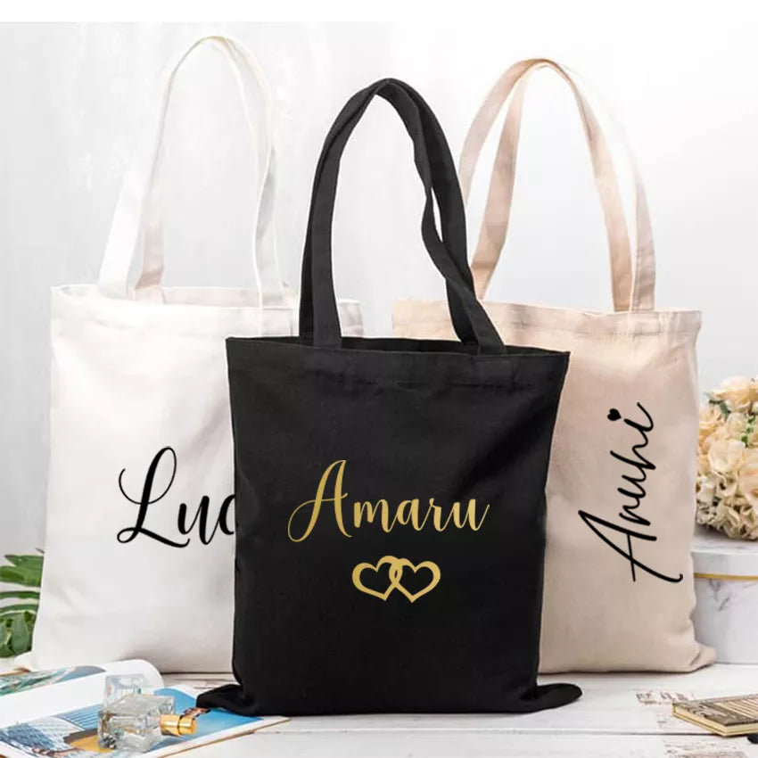 Personalized Tote Bag Bridesmaid Cotton Canvas Tote Bag Proposal Gift Women Canvas Shopping Bag Bachelorette Party Favors Gift - Fashionner