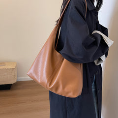 2Pcs Handbags Large Capacity Bag Women Underarm Korean Style Soft Pu Leather Shopping Shouder Bags With Small Wallet - Fashionner