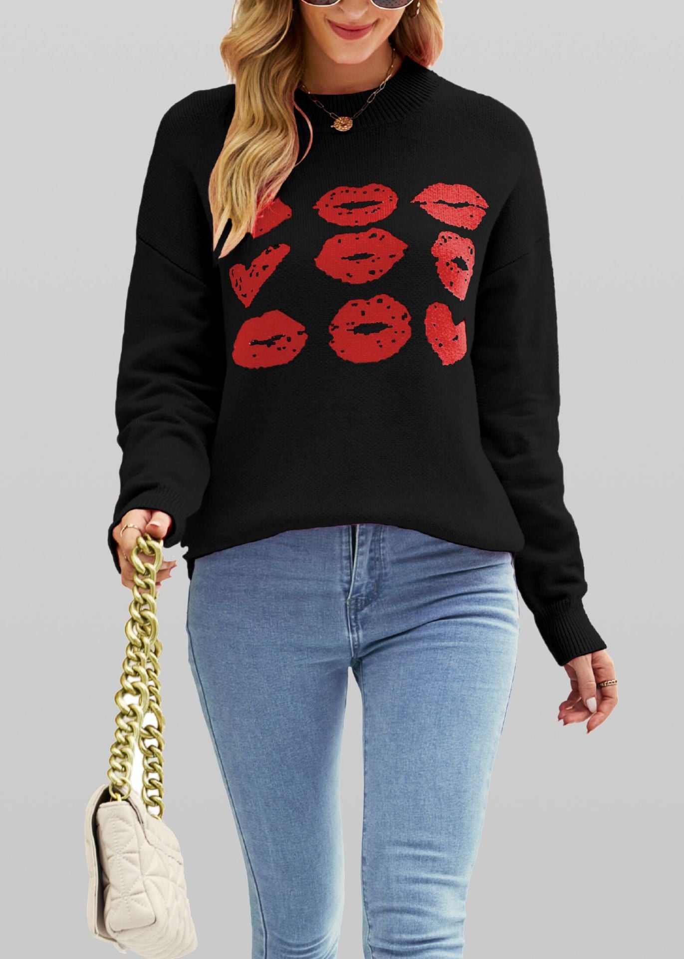European And American Autumn Winter Love Lips Sweater - Fashionner