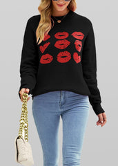 European And American Autumn Winter Love Lips Sweater - Fashionner