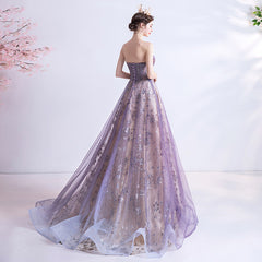 Strapless Purple Sequin Starry Dress Wedding Dress - Fashionner