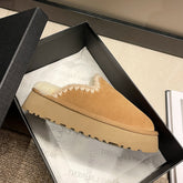 Thick-soled Snow Boots Ethnic Style Lace Short Warm Cotton-padded Shoes Slippers - Fashionner