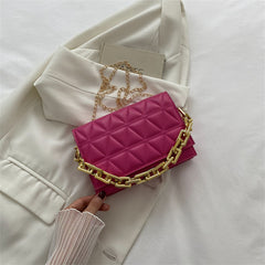 Solid Color Simple Chain Shoulder Bag - Fashionner