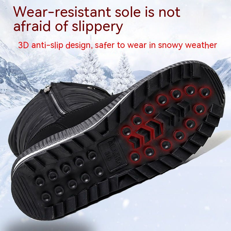 Waterproof Non-slip Mid-calf High Padded Cotton Shoes - Fashionner