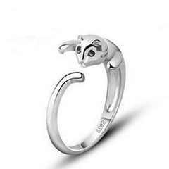 S925 Sterling Silver Ring Cat Couple Ring Female Tail Ring