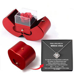 Fashion Jewelry Box Red Apple Christmas Gift Necklace Eternal Rose For Girl Mother's Day Valentine's Day Gifts With Artificial Flower Rose Flower Jewelry Box - Fashionner