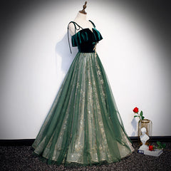 Banquet Sling Temperament Long Dress Dark Green Fantasy Mori - Fashionner