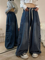 Jeans Tooling Loose Wide Leg Pants Women - Fashionner