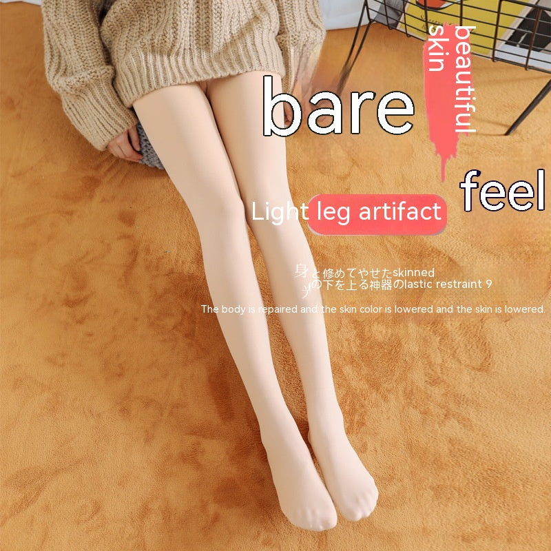 Best Flesh Color Pantyhose Women Fleece-lined Thick Leggings - Fashionner