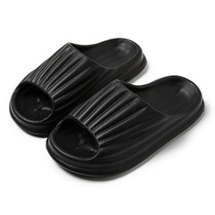 Home Slippers Women Men New Solid Striped Peep-toe Shoes House Floor Bathroom Slippers For Couple - Fashionner
