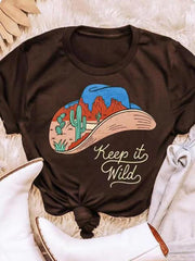 Women's T-shirt Summer Irregular Digital Printing Fashion Loose V-neck Color Short Sleeve Top - Fashionner