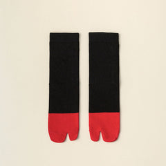 Women's Stitching Summer Thin Fashion Mid-calf Two-toe Socks - Fashionner