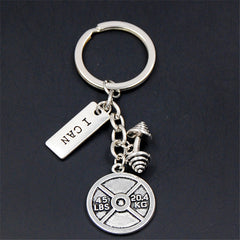 Mini Sports Equipment Keychain Dumbbell Weightlifting Unique Key Pendant