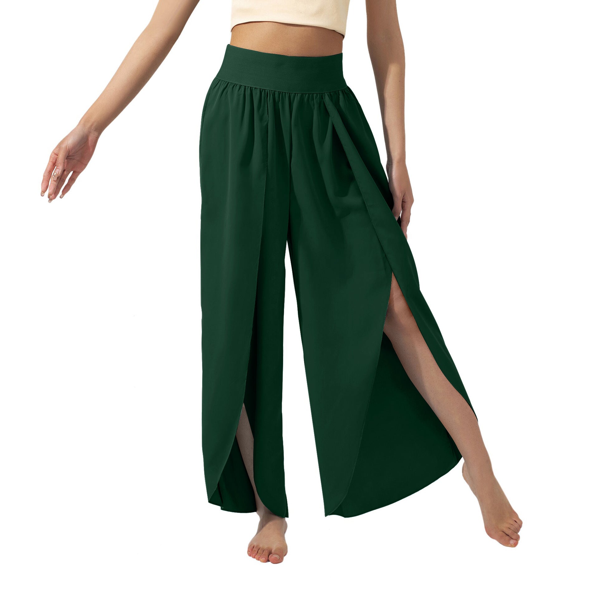 Women's Fashionable All-match Slimming High Waist Slit Yoga Pants - Fashionner