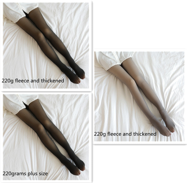 Fake Translucent Plus Size Leggings Fleece Lined Tights Fall And Winter Warm Fleece Pantyhose Women Fleece Lined Pantyhose Thermal Winter Tights - Fashionner