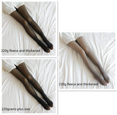 Fake Translucent Plus Size Leggings Fleece Lined Tights Fall And Winter Warm Fleece Pantyhose Women Fleece Lined Pantyhose Thermal Winter Tights - Fashionner