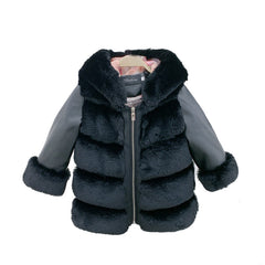 Children's Cotton Coat Rex Rabbit Hooded Faux Fur Coat - Fashionner