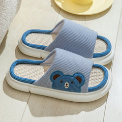 Cute Rabbit Slippers Linen House Shoes For Women - Fashionner