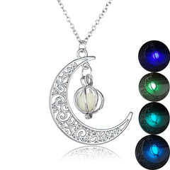 Fashion Moon Natural Glowing Stone Healing Necklace Women Gift Charm Luminous Pendant Necklace Jewelry - Fashionner