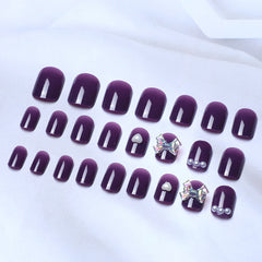 Wearing Nails With Diamonds And Purple Fake Nails - Fashionner