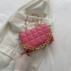 Solid Color Simple Chain Shoulder Bag - Fashionner