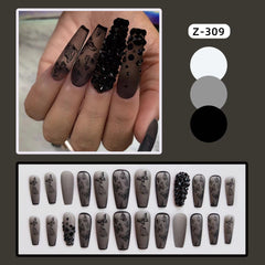 Phantom Dark Butterfly Fake Nails Long T Finished Black Frosted Removable Wear Armor - Fashionner