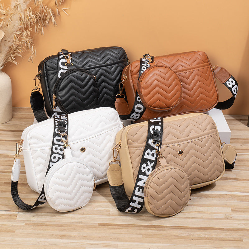 Wave Pattern Ribbon Cross Body Camera Bag - Fashionner