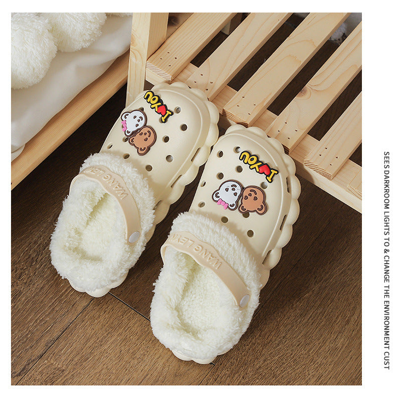 Women's Plush Liner Thermal Cotton Slippers Sets - Fashionner