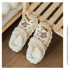 Women's Plush Liner Thermal Cotton Slippers Sets - Fashionner