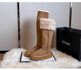 Women's Long Snow Winter Fleece-lined Thickened New Platform Cotton Shoes Below The Knee Long Boots - Fashionner