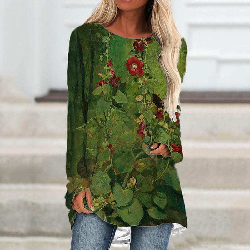 Women's 3D Flower Stitching Printing T-shirt Dress - Fashionner