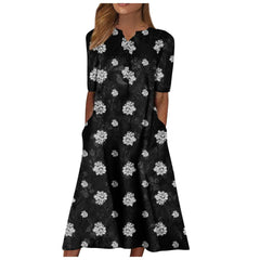 Women's Long Sleeve Long Printed Dress - Fashionner