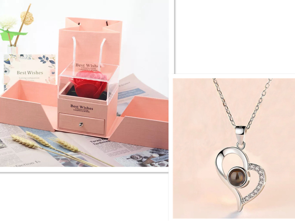 Hot Valentine's Day Gifts Metal Rose Jewelry Gift Box Necklace For Wedding Girlfriend Necklace Gifts - Fashionner