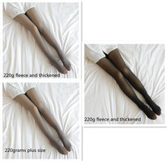 Fake Translucent Plus Size Leggings Fleece Lined Tights Fall And Winter Warm Fleece Pantyhose Women Fleece Lined Pantyhose Thermal Winter Tights - Fashionner