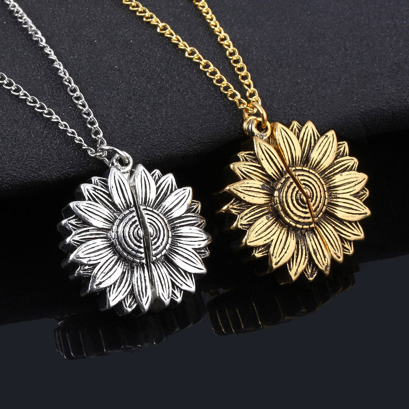 You Are My Sunshine Sunflower Necklace Women Men - Fashionner