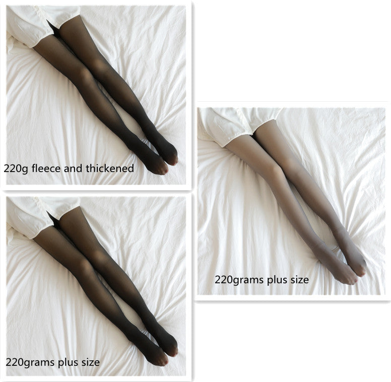 Fake Translucent Plus Size Leggings Fleece Lined Tights Fall And Winter Warm Fleece Pantyhose Women Fleece Lined Pantyhose Thermal Winter Tights - Fashionner
