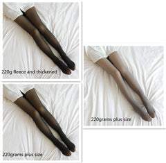 Fake Translucent Plus Size Leggings Fleece Lined Tights Fall And Winter Warm Fleece Pantyhose Women Fleece Lined Pantyhose Thermal Winter Tights - Fashionner