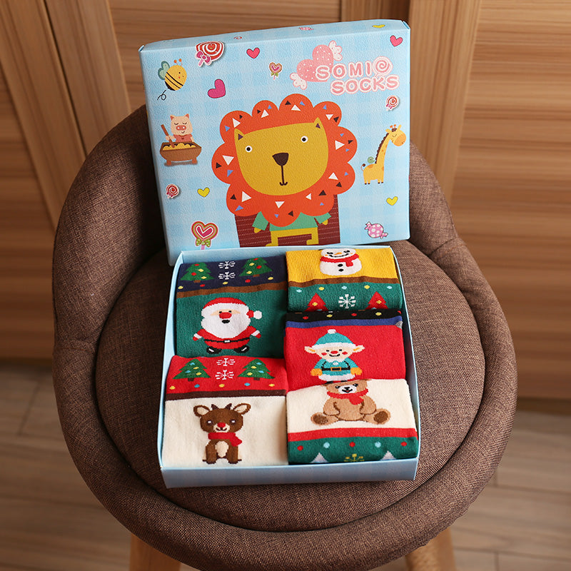 Cute Cartoon Three-dimensional Pure Cotton Mid Tube Christmas Couple Socks - Fashionner