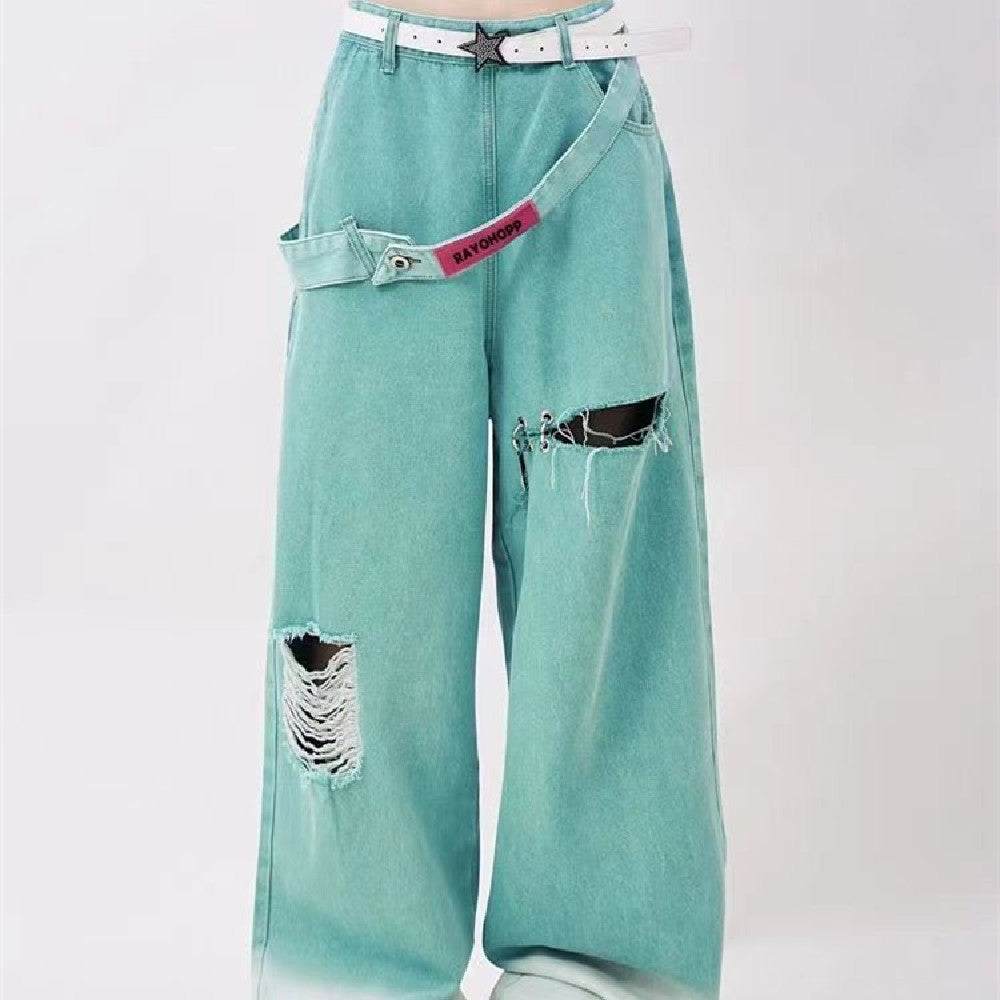 American Retro Tattered Jeans Jeans - Fashionner